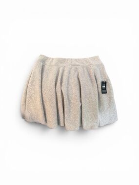 Express Light Gray Pleated Skater Mini Skirt